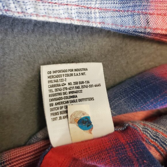 American Eagle Outfitters Women Shirt Boyfriend Plaid Fit Flannel Size M Casual - Picture 7 of 10